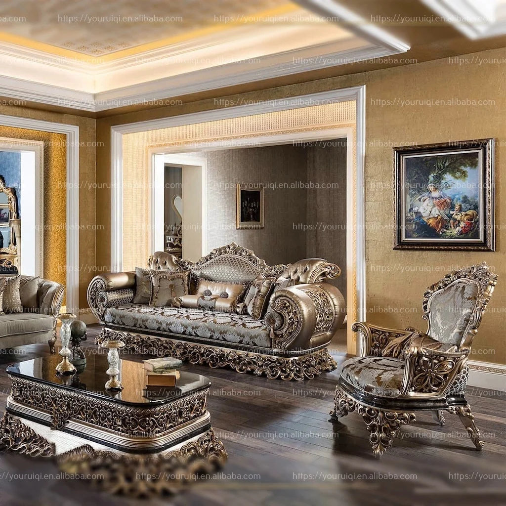 Antique Two-Seater Sofa – Royal Luxury Wedding Sofa, Living Room Furniture Set