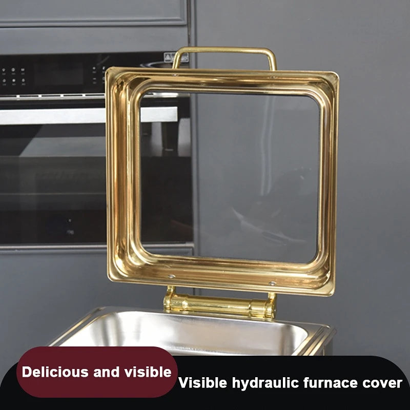 Gold Buffet Luxury Food Warmer Serving Dishes Stand Saving Chafer Set Catering Equipment Chafing Dish