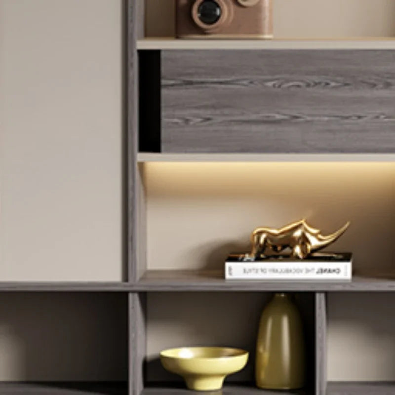 Vertical filing cabinet organizer with a compact design, featuring tall open office cupboards and Nordic modern style, perfect for storage and organization.