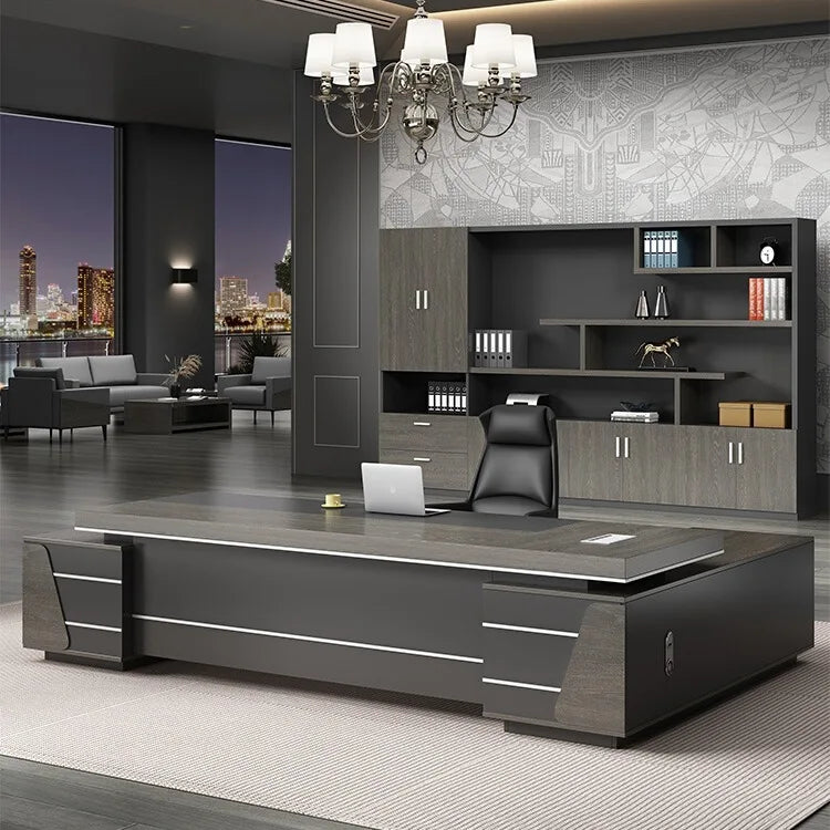 Modern Boss Desk and Chair Set – Office Furniture for Managers, Large and Simple Design