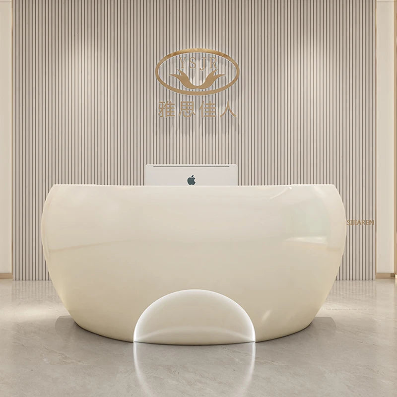 Plexiglass Furniture Professional Cash Counter Cafe Hairdresser White Reception Desk Bar Beauty Salon Cosmetics Modern Table Led