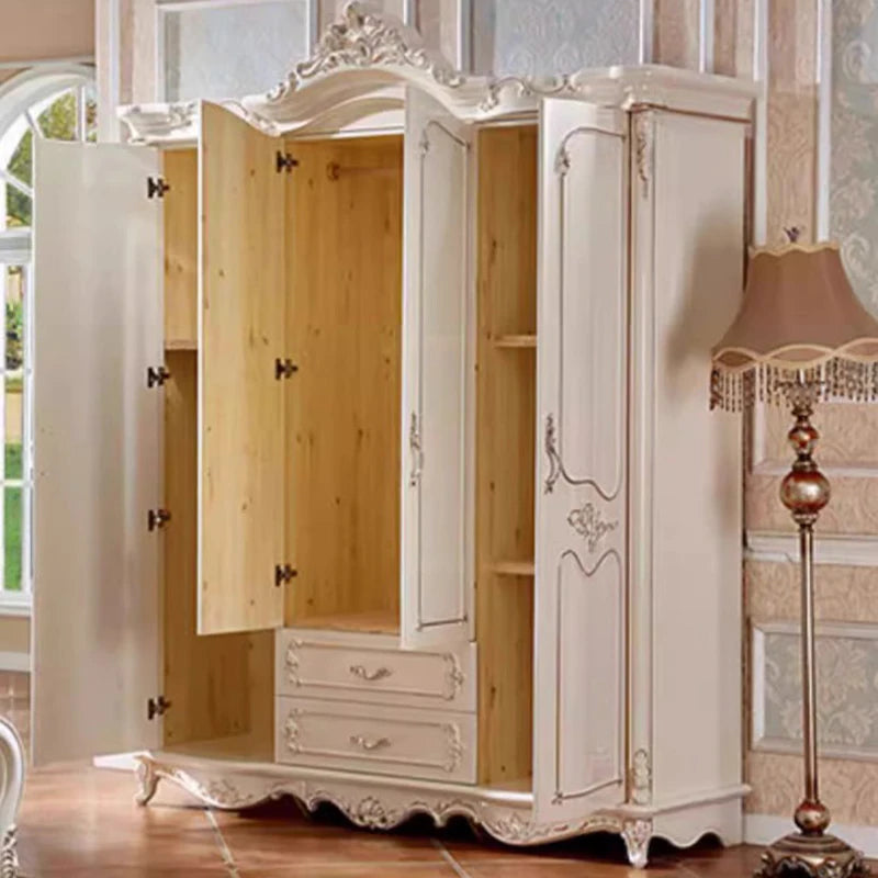 Custom European Gold Wardrobe – Luxury Clothes Organizer with Open Partition