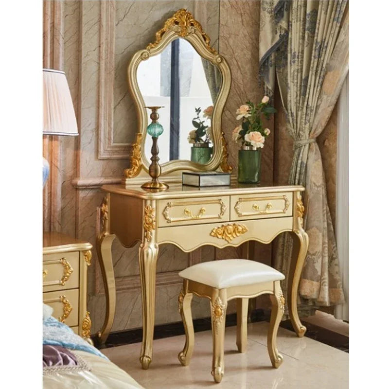 Solid Wood Dresser: Makeup Table with Dressing Mirror