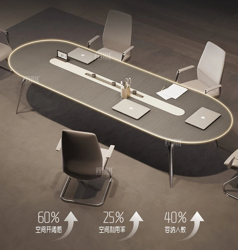 Simple Modern Oval Conference Table and Chair Combination