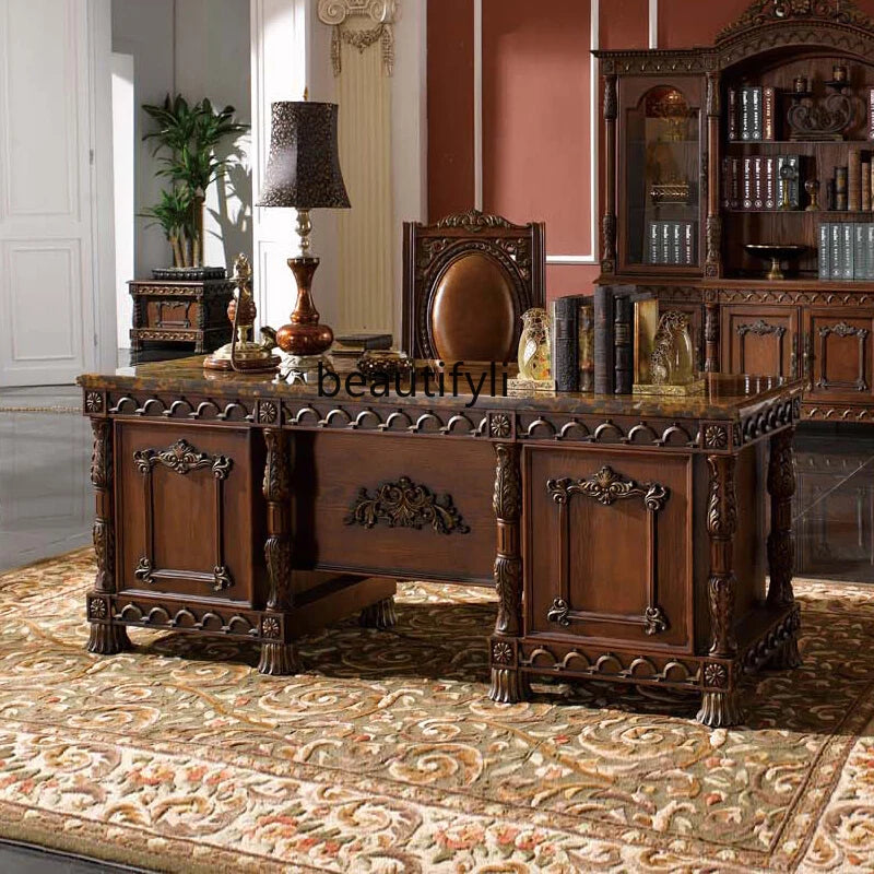 European-Style Marble Executive Desk
