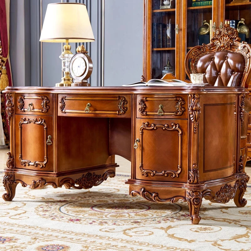 European style desk, solid wood, country desk, office desk, minimalist silver desk, study furniture