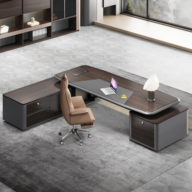 Ergonomic L-shaped corner office desk