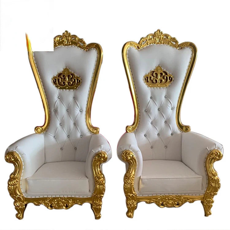 European Luxury Wedding Sofa – High Back Gold Royal Throne Chair