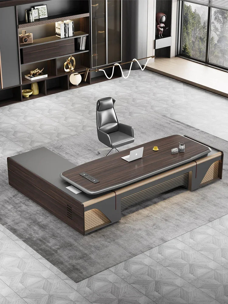 L-Shaped Executive Desk for Chairman or President