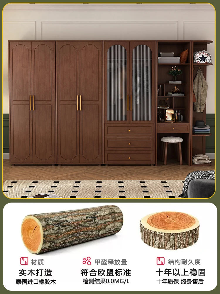 Solid Wood Wardrobe – Bedroom and Home Storage, Hanging Combination .