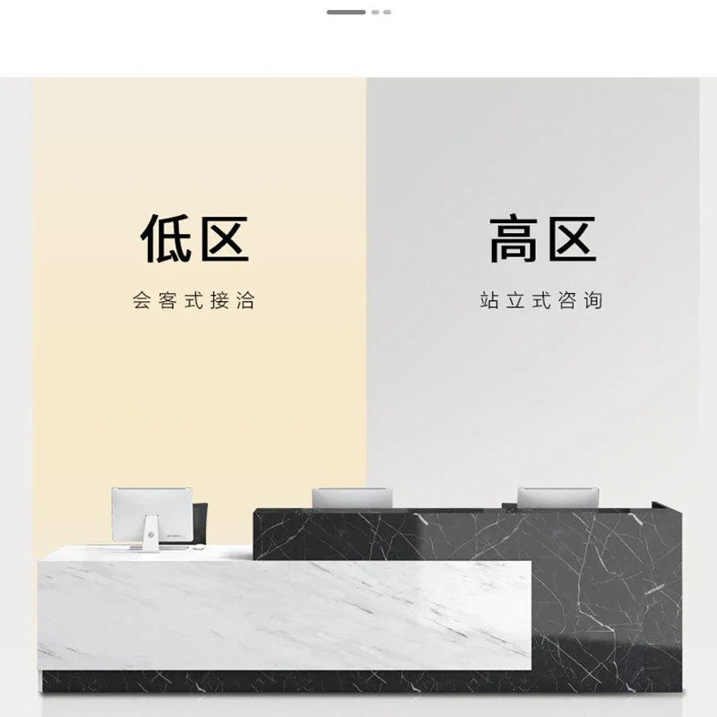 White Pulpito Reception Desks Office Standing Cashier Counter Simple Luxury Display Mostrador Negocio Beauty Salon Furniture