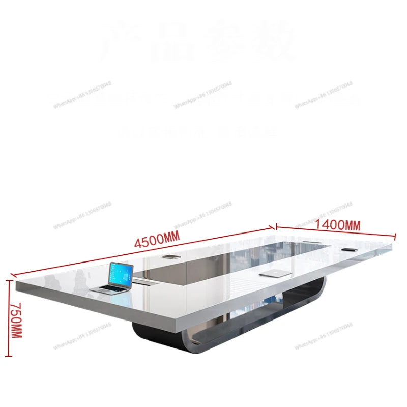 White paint conference table and chair combination long table workbench minimalist modern office meeting strip training table