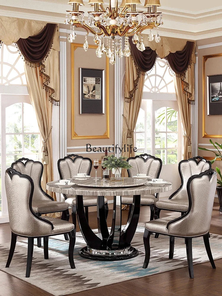 Marble round Simple Fashion Modern Dining Table Combination
