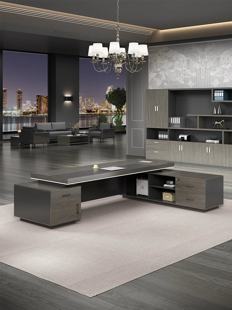 Modern Boss Desk and Chair Set – Office Furniture for Managers, Large and Simple Design