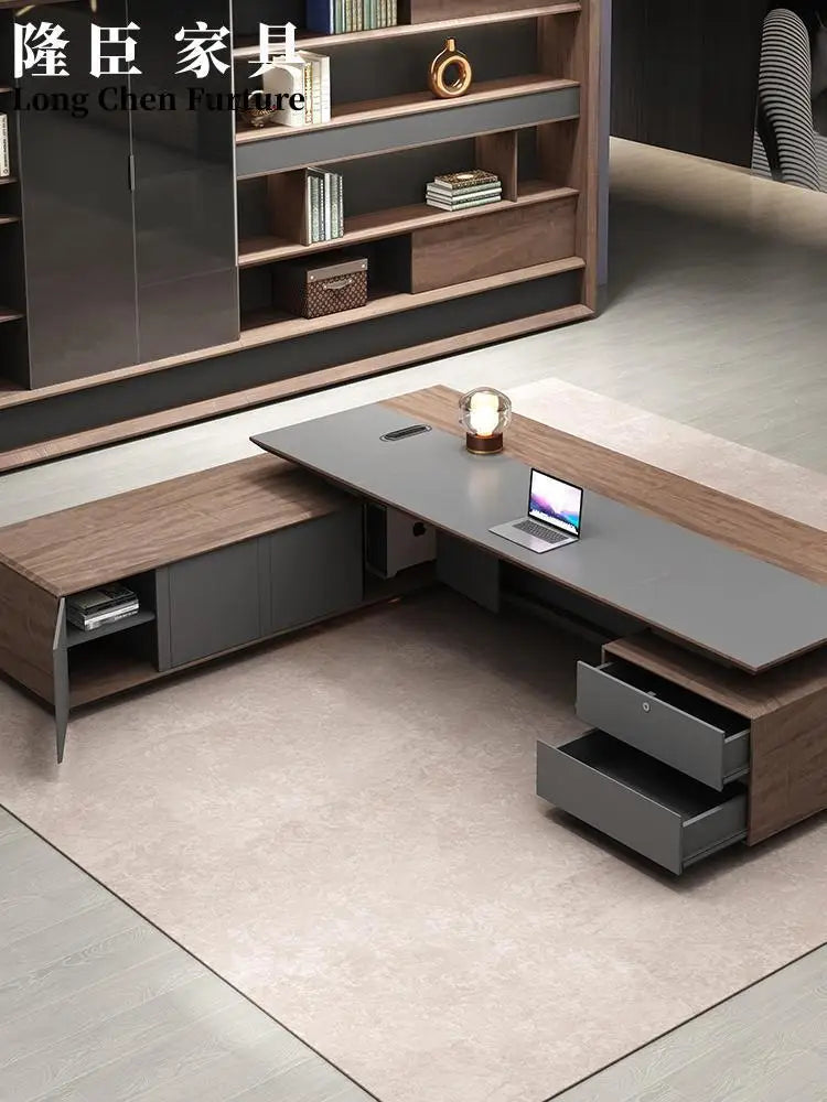 Italian Boss Desk – Simple Modern Design with Light Luxury for Chairman&