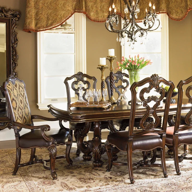 Vintage American solid wood carved long dining table classical old long dining table can be extended stretch banquet table