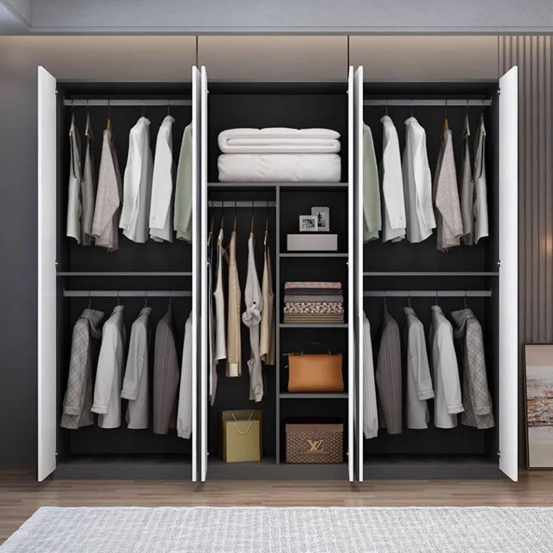 Black Wooden Wardrobe – Modern, Multifunctional Clothes Organizer with Nordic Design