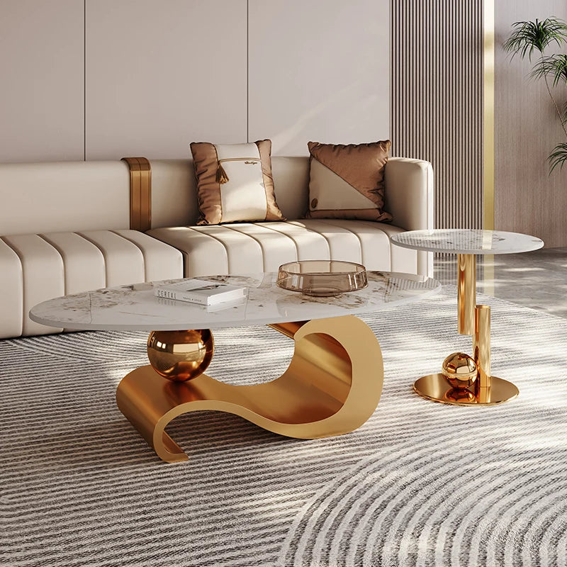 Luxury Nordic Marble Coffee Table – Designer Base