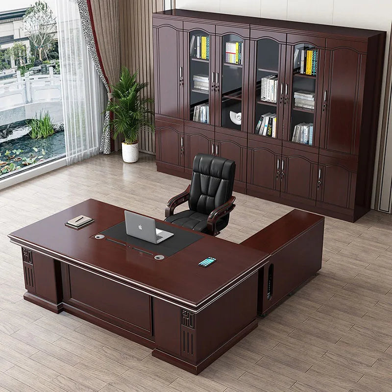 Wooden Retro Office Desk with Storage