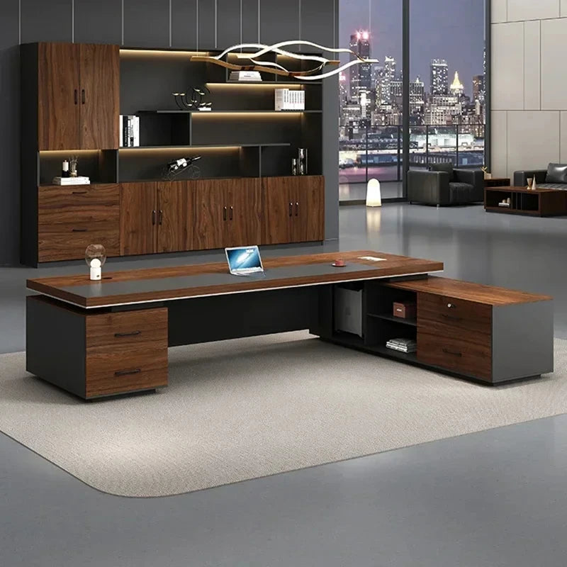Mid-Century Modern L-Shaped Office Desk