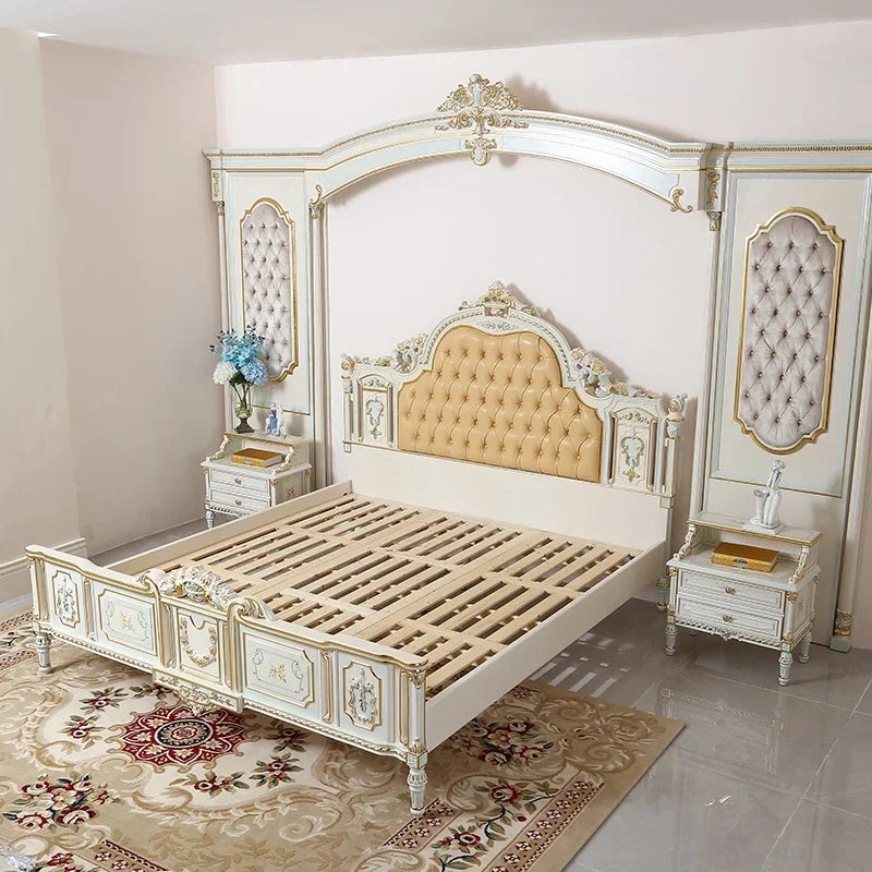French Rococo solid wood bed, 2m double king size
