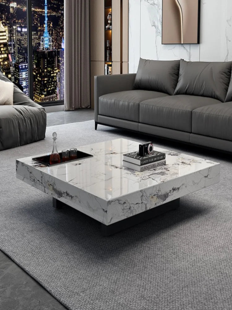 Italian Minimalist Square Slate Coffee Table