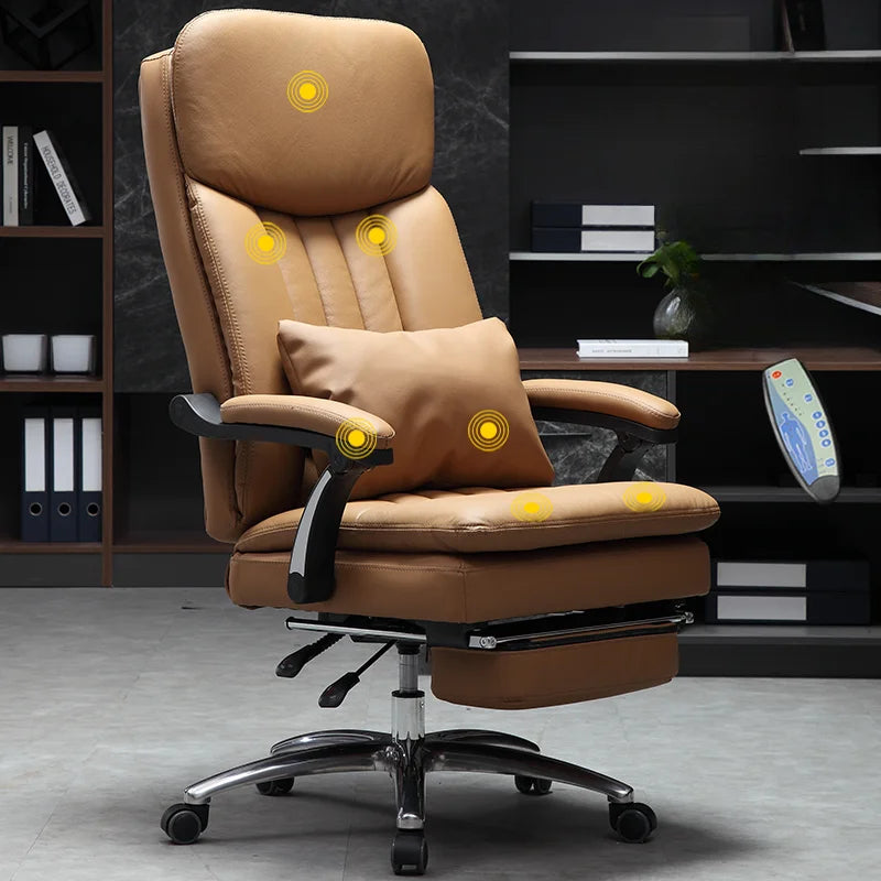 Rotating Office Chair with Armrests and Back Support Massager