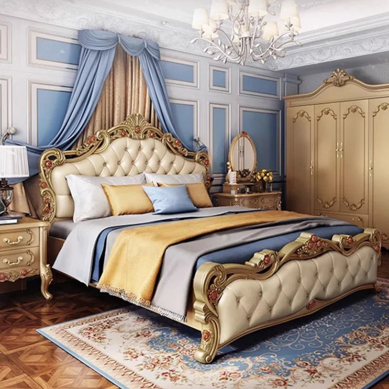 High-End European Queen Bed Frame – Luxury King Size with Elegant Edges