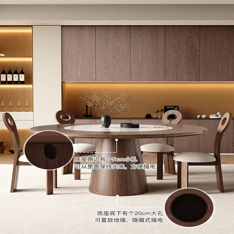 Luxury Dining Room Set – Ceramic Dining Table with Relaxing Chairs and Living Cabinets