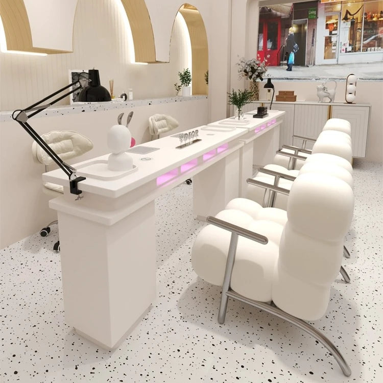 Light Luxury New Manicure nail table set with built-in high power vacuum cleaner and nail lamp for wireless charging
