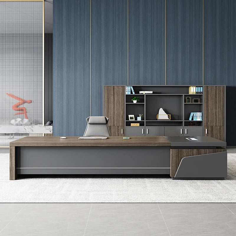 Luxury Office Desk: Modern Metal Storage with Corner Design