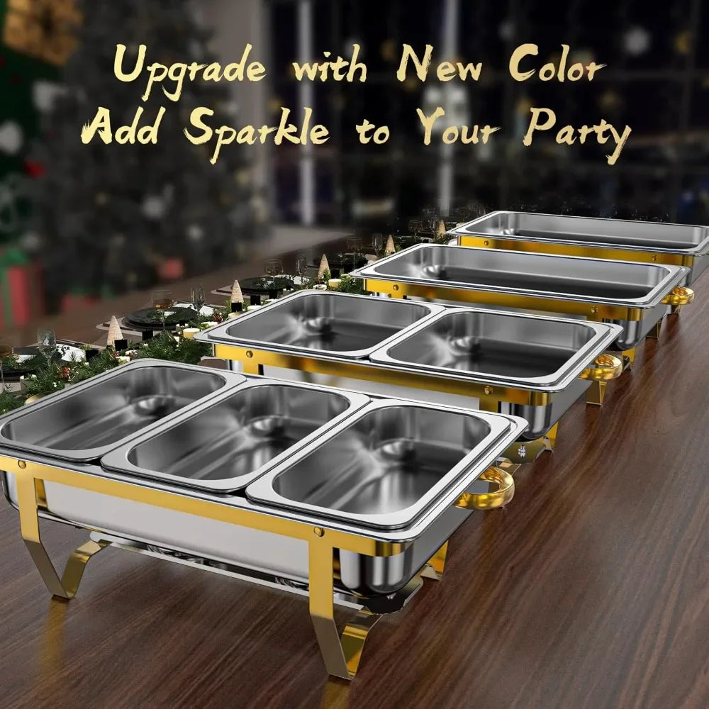 4-Pack 8QT Chafing Dish Buffet Set – High-Grade Servers and Warmers for Buffets and Birthday Events.