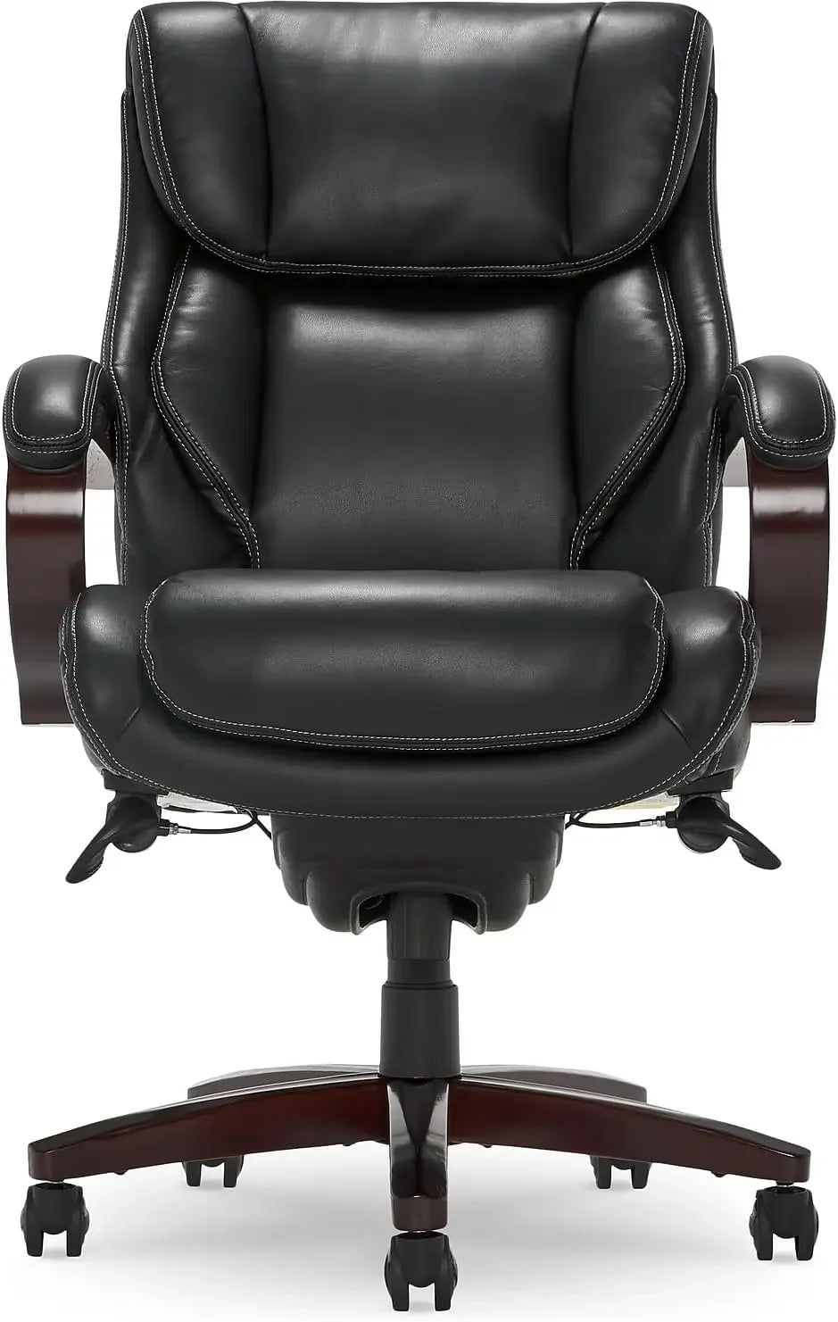 La-Z-Boy Bellamy Executive Office Chair with Memory Foam Cushions, Solid Wood Arms and Base, Waterfall Seat Edge