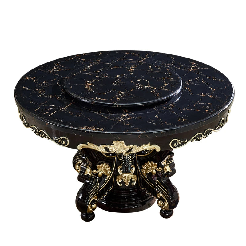 Light Luxury Black Marble European Dining Set