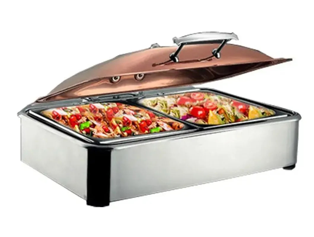 Copper buffet stove round electric chafing dish heat hydraulic pressure induction chauff plat chafing dish with glass lid 2 - 99