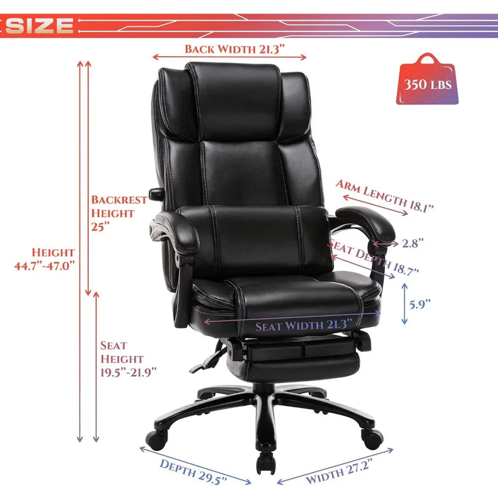 Office Chair, Bonded Leather, Adjustable Tilt Angle, Height Lumbar Support, High Back Home Office Chairs, Executive Task Chair