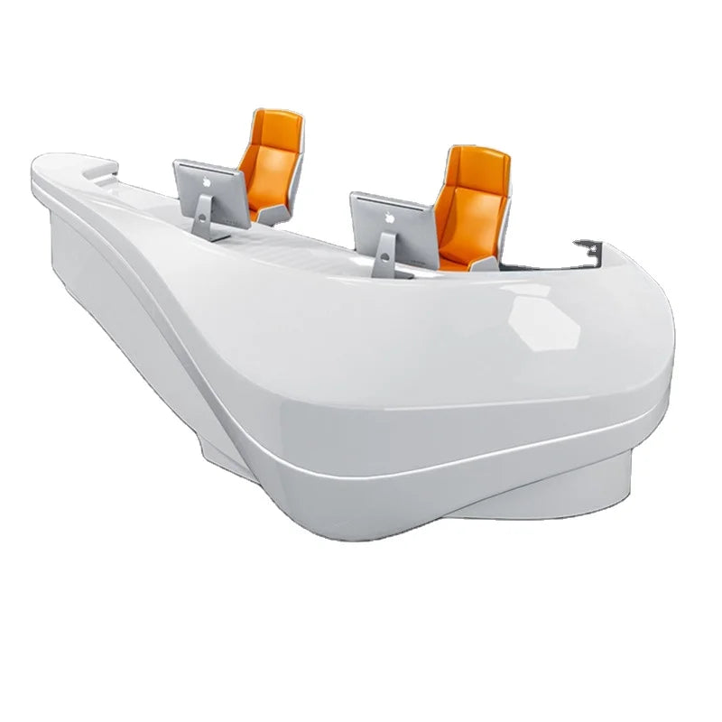 QTZ25 Customized Glossy V-Shaped Reception Desk