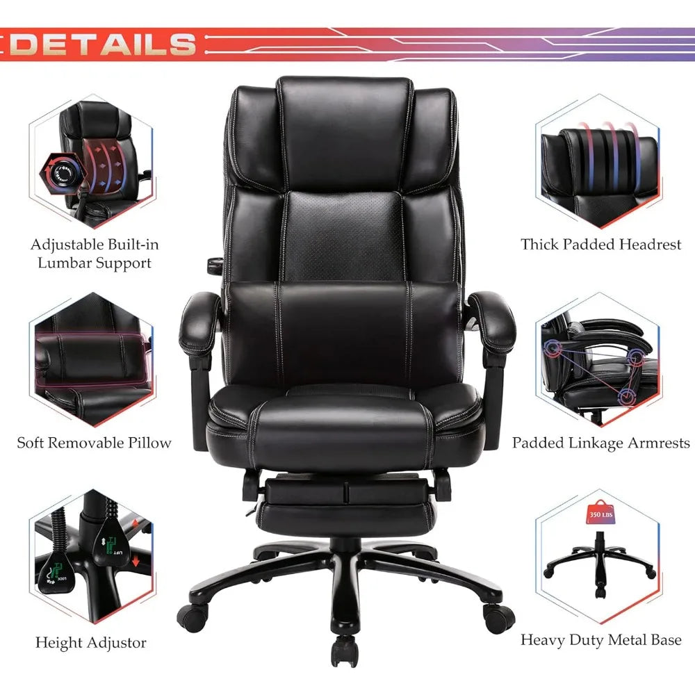 Office Chair, Bonded Leather, Adjustable Tilt Angle, Height Lumbar Support, High Back Home Office Chairs, Executive Task Chair