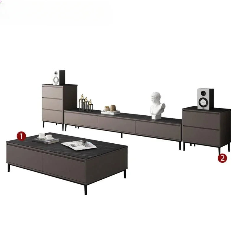 Entertainment Center: Modern Gold TV Console Stand, Luxury Nordic Furniture for Media and Multifunctional Home Use.
