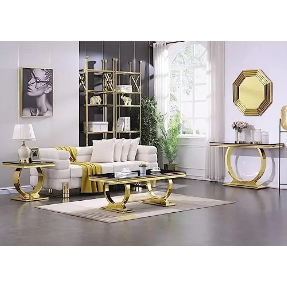 Black and Gold Rectangle Coffee Table