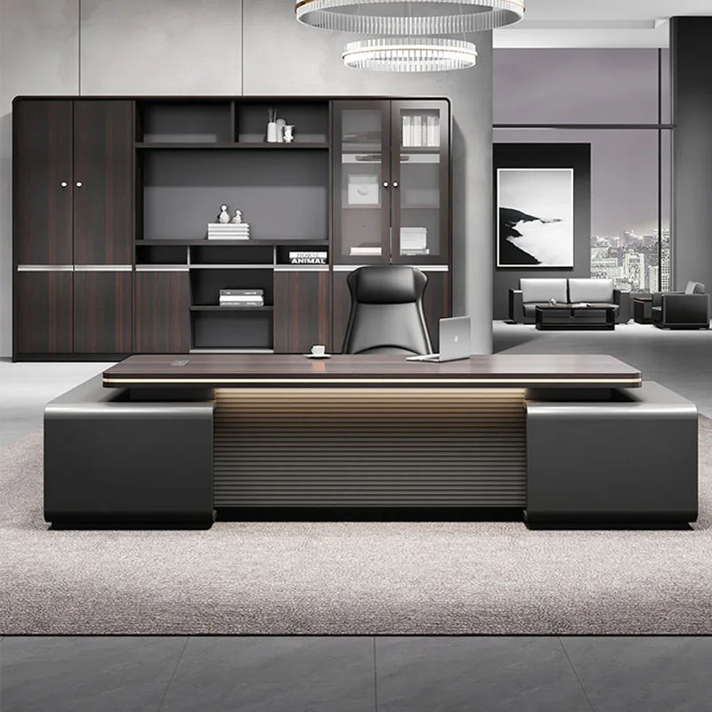Luxury European executive desk with floor storage and drawers