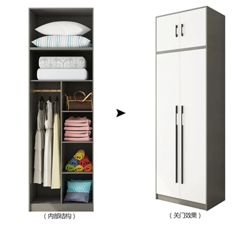 Two-Door Wooden Wardrobe – Detachable, for Summer Clothes, Nordic Furniture