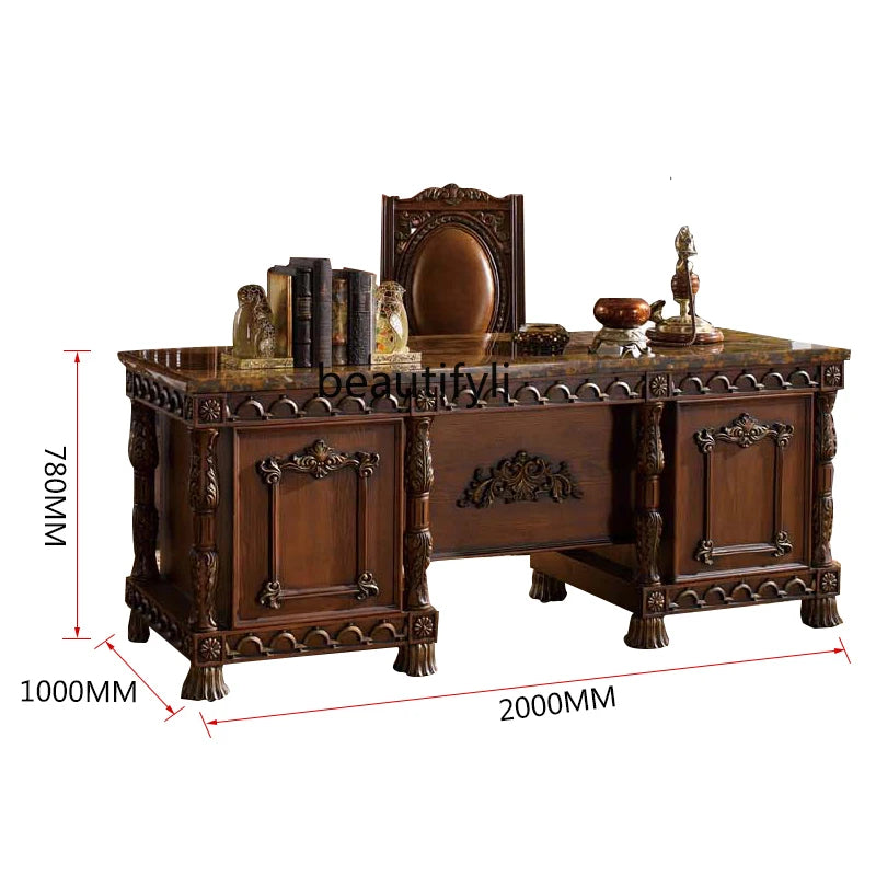 European-Style Marble Executive Desk