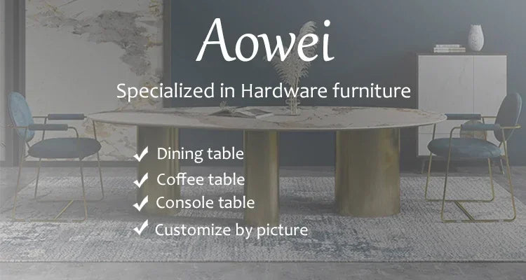 Light luxury villa marble dining table and chair set Italian modern dining room stainless steel base rectangle dining table