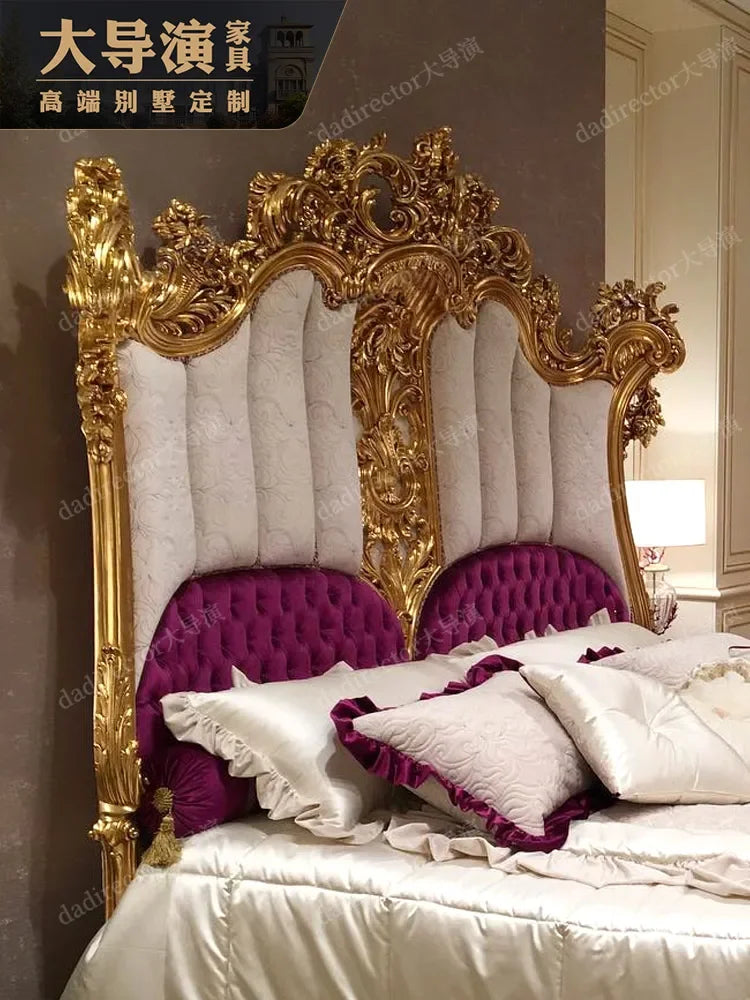 Carved Double Bed Villa Bedroom Set