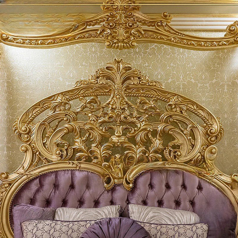 French Palace Bed – Luxury European Solid Wood, Carved, 1.8m Large, Villa and Wedding Use