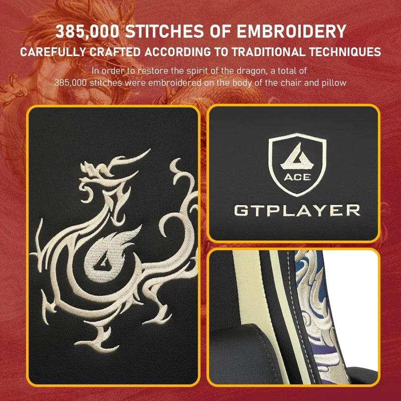 Gaming Chair with Bluetooth Speakers and Footrest,Dragon Series Video Game Chair,Heavy Duty Ergonomic Chair,Esports Gaming Chair