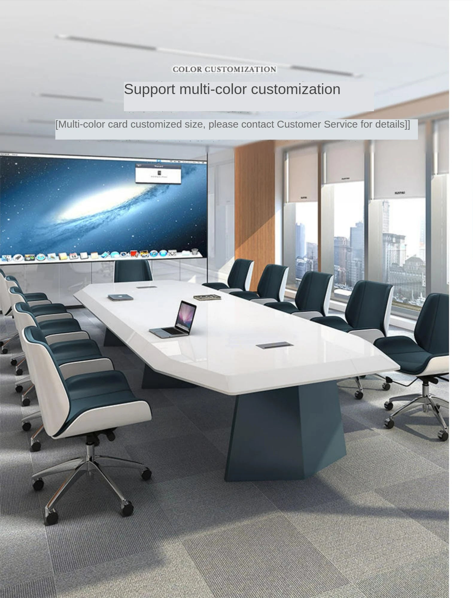 White MDF Office Furniture Meeting room Table Superior long Conference Table 10 to 12 People office Meeting Desk chairs set
