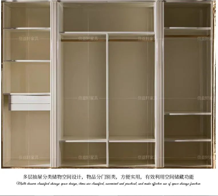European-Style Carved Wood Wardrobe – Six Doors, French Villa Design, Custom Luxury Storage