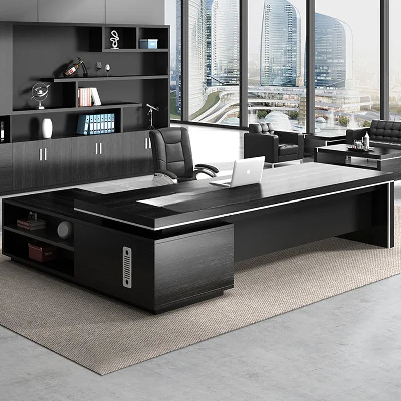 Light Luxury Minimalist Black L-Shaped Executive Computer Desk